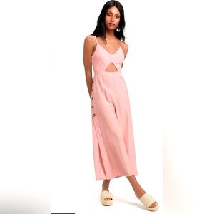 Lulu’s Imagine That Mauve Pink Tie-Back Cutout Culotte Jumpsuit TB3